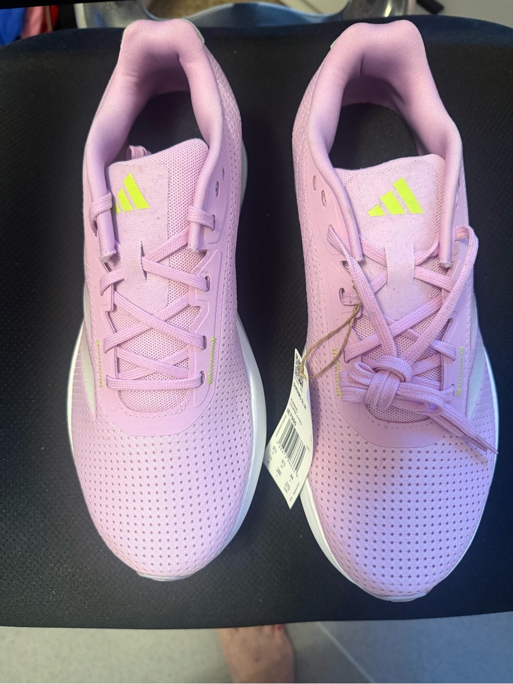 adidas Women’s Pink Sneakers with Neon Yellow Logo Accents